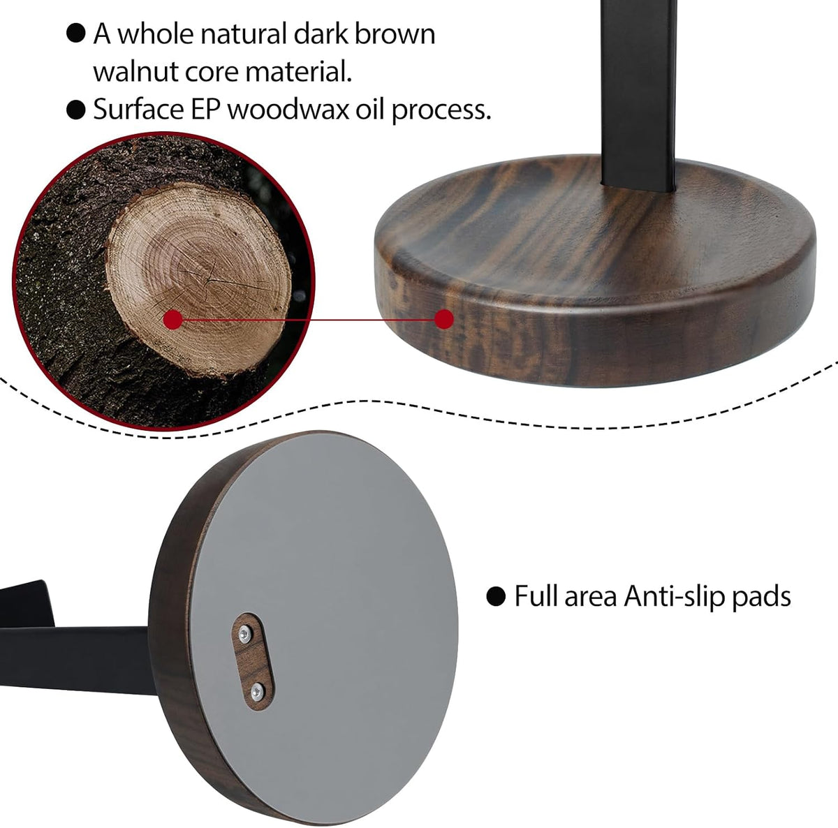 GEVO Headphone Stand for Desk - Wooden Headset Stand for Desk - Wooden Headphone Holder with Airpods Max and More