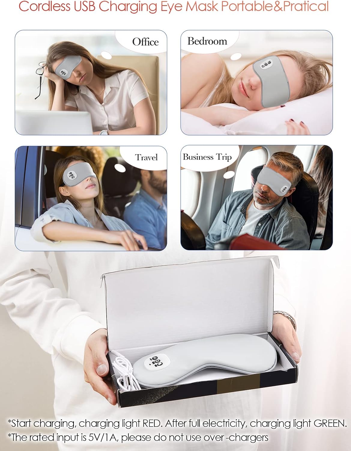 Cordless Heated Eye Massager with Cooling Eye Pad, Vibrating Heating Sleeping Mask for Men Women Kids -USB Charing Heated Eye Mask Electric for Dry Eyes, Relax,Travel (Pink)
