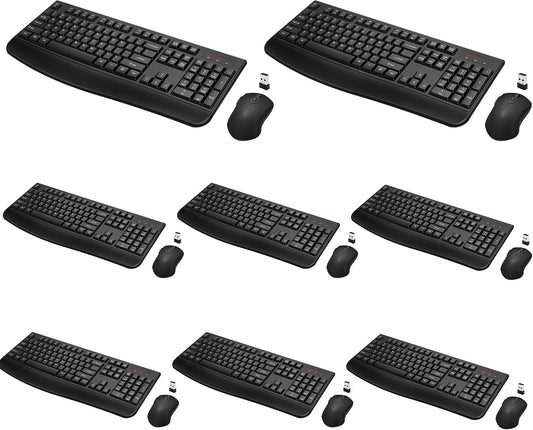 QUASIO Wireless Keyboard Mouse Combo, Windows & Mac Compatible (8 Pack)