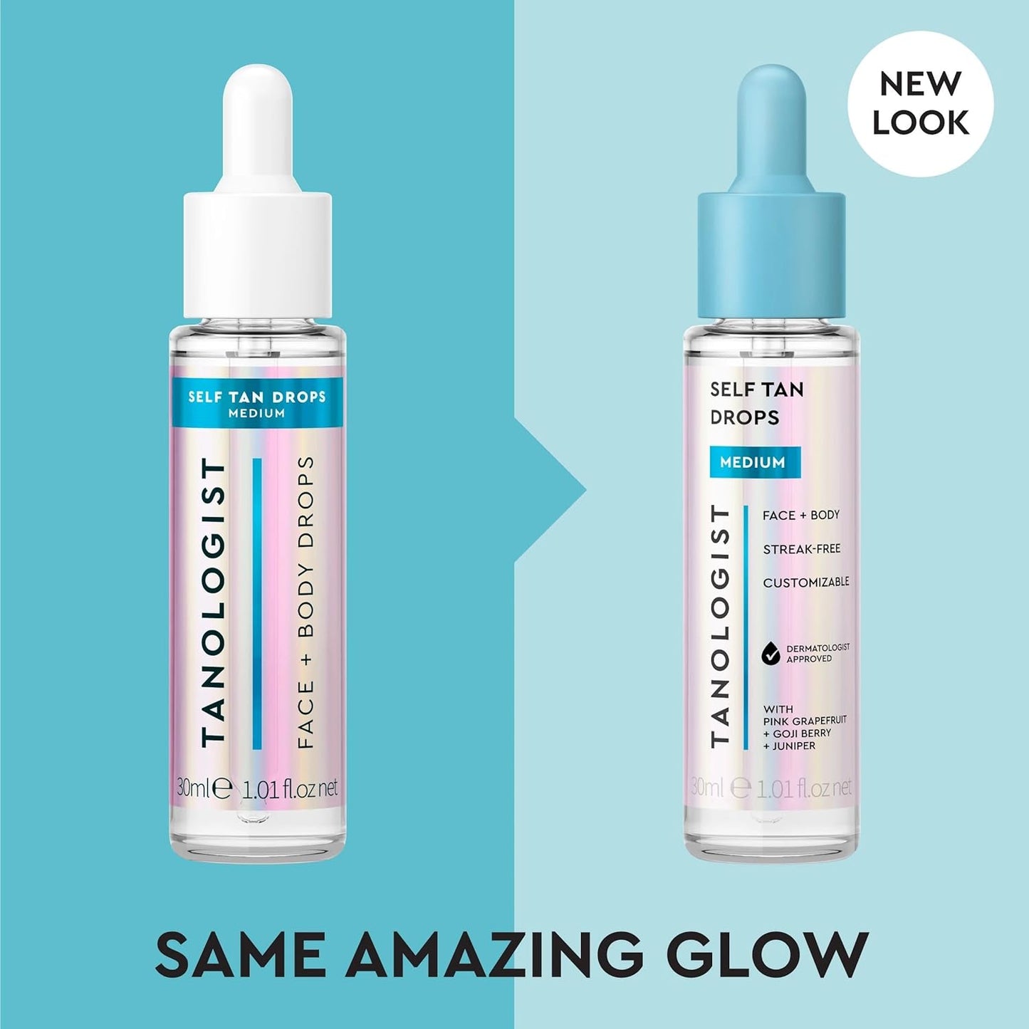 Tanologist Medium Self Tan Drops, Streak-Free Body & Face Tanning Drops, No Fake Tan Smell, For Moisturizer & Lotion, Bronzing Face Tanner, Skincare Ingredients, Vegan, 1.01 fl. oz/30 ml Bottle