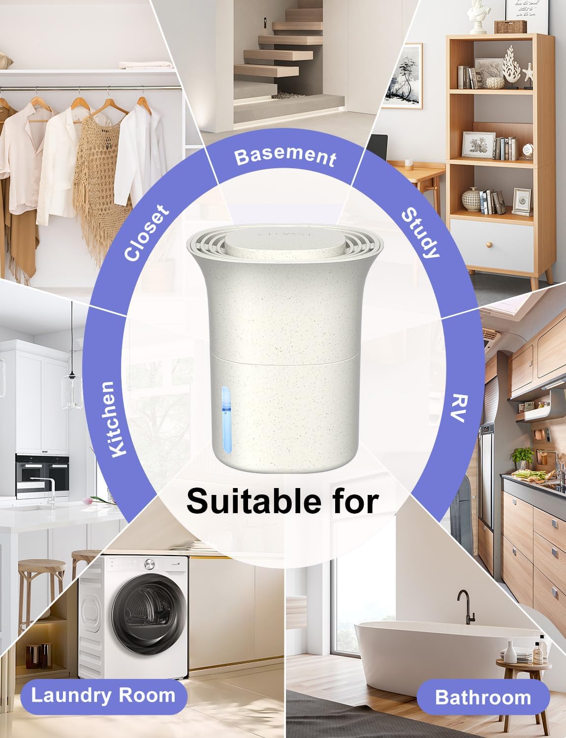 CLEVAST Refillable Moisture Absorber Boxes, 4 Pack 12.5 oz Reusable Dehumidifier for Closet, Bathroom & Wardrobe, Removes Excess Moisture, Odor & Humidity