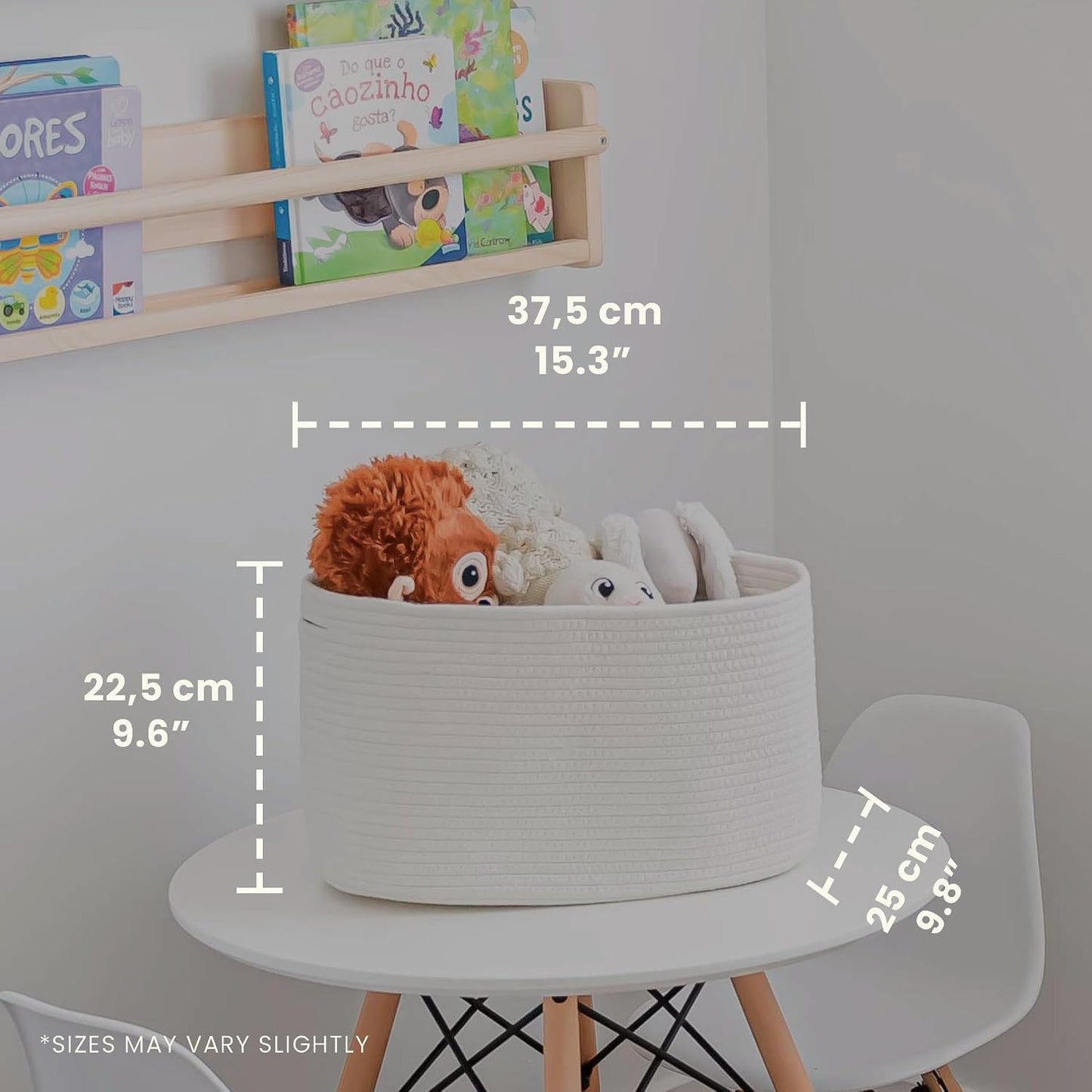 OrganiHaus Cotton Rope Baskets for Shelves, Set of 3, 15x9x10 | Handwoven; a toy bin and organizer for towels, books, or blankets; fits nursery, playroom, or bedroom decor
