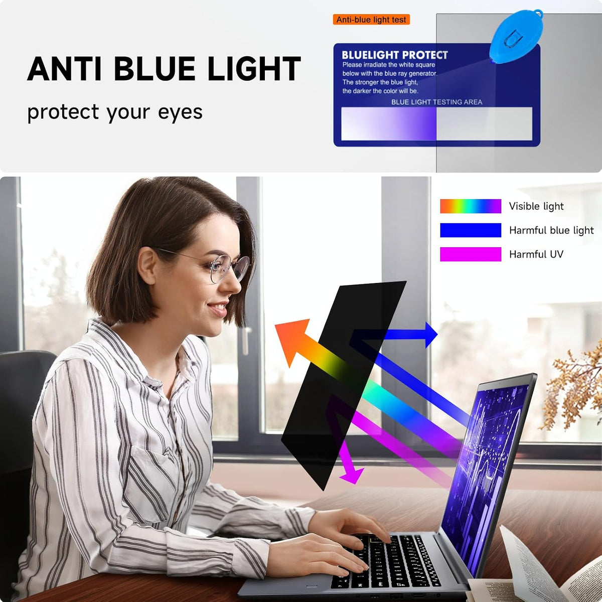 Mamol [2 Pack] 14 Inch Laptop Privacy Screen for Lenovo/HP Envy/Dell/Acer/Asus/Thinkpad, 16:9 Aspect Removable Anti Glare Blue Light Privacy Screen Filter, Laptop Security Shield 14 In