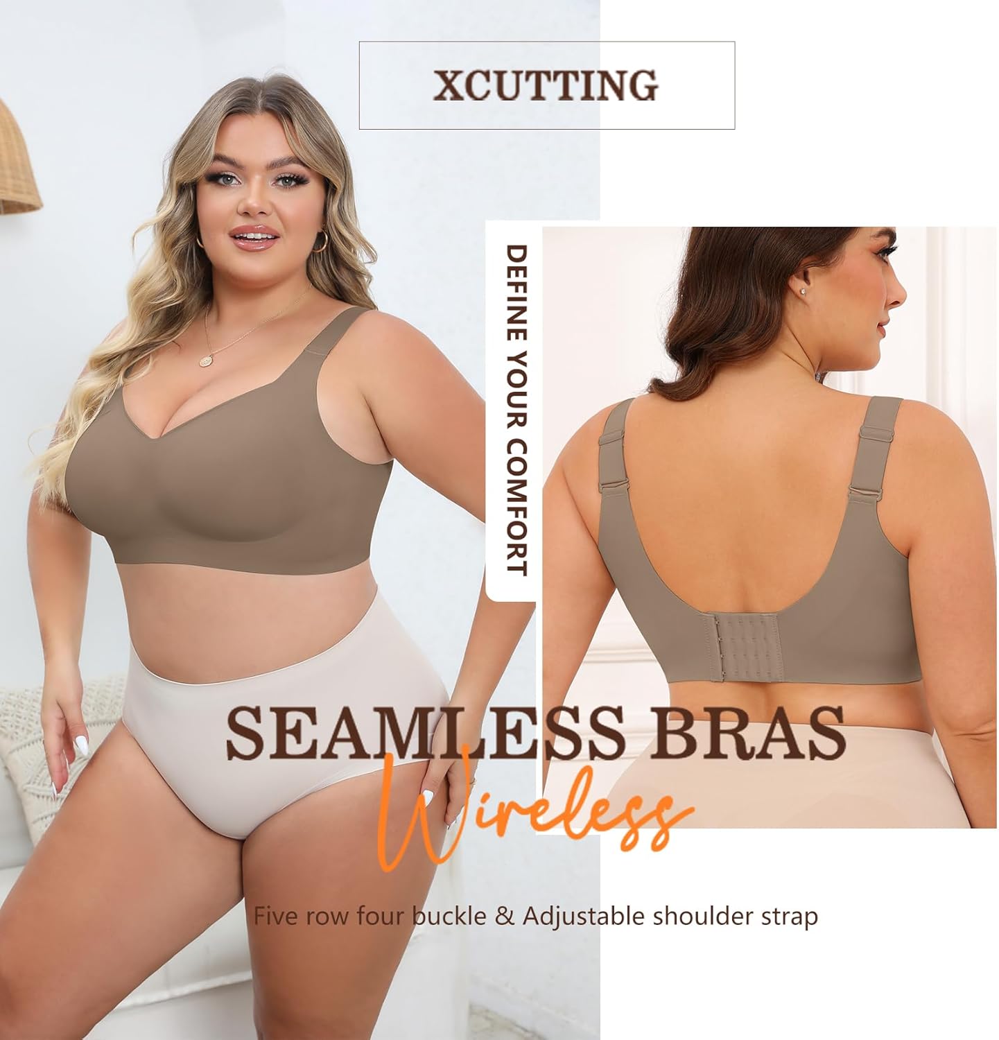 Xcutting Women Wirefree Bras for Women Full Coverage No Underwire Everyday Bras Comfortable Wireless Padded Bras