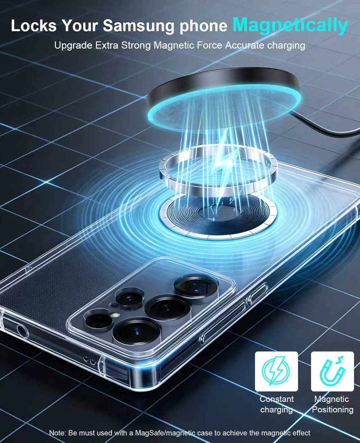 Wireless Charger 2Pack 6FT Samsung Magnetic Wireless Charger Fast Charging Pad with USB-C/A Ports for Samsung Galaxy S25 Ultra/S24 FE/S23 Ultra/S22/S21/Z Google Pixel 9-7 | Strong Magnet Technology