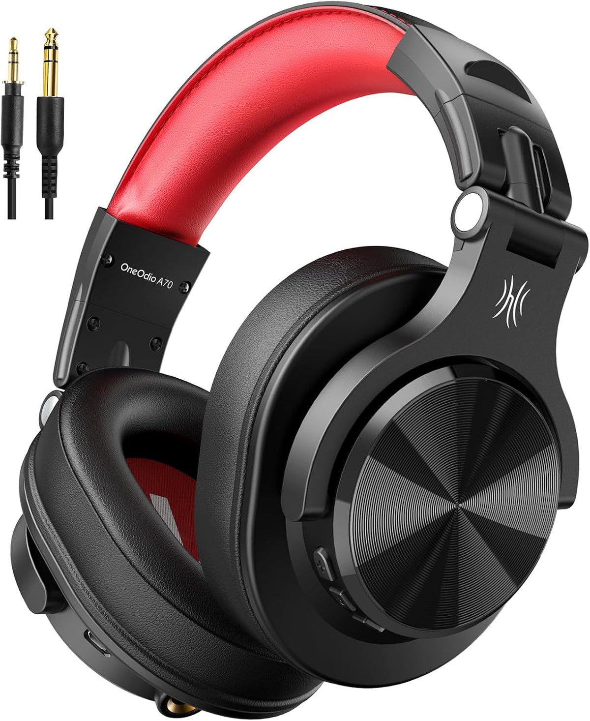 OneOdio A70 Bluetooth Over-Ear Headphones, Hi-Res Wired DJ Studio - Red