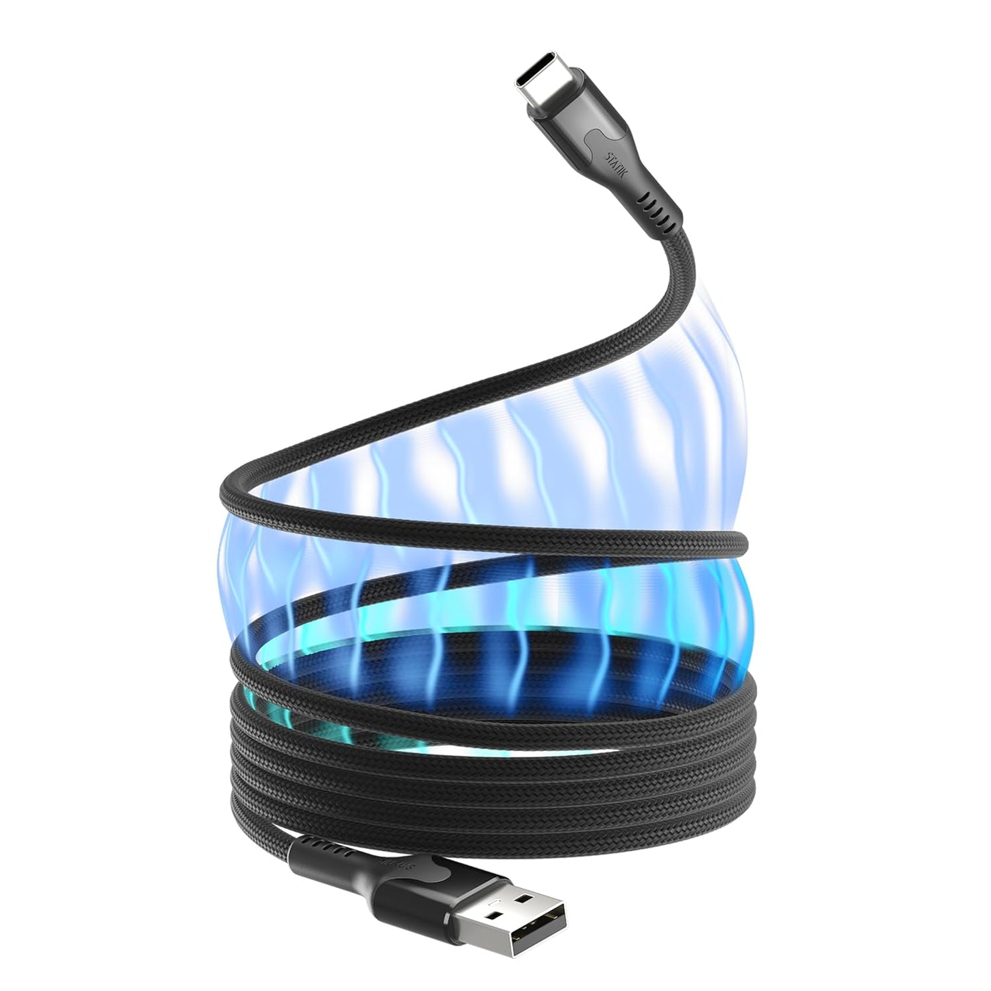 Statik MagStack USB to USB C Cable, A to Type C Charger Fast Charging Phone Charger Cord, On The Go Magnetic Charging Cable for Car, Compatible with iPhone, iPad & Android, 27W 3FT