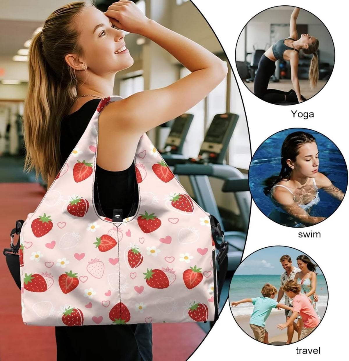 Yoga Mat Bag for Men Women Canvas Yoga Mat Carrier Take In Out Mat Easily for Beach Swim Bags Pool Sports Gym