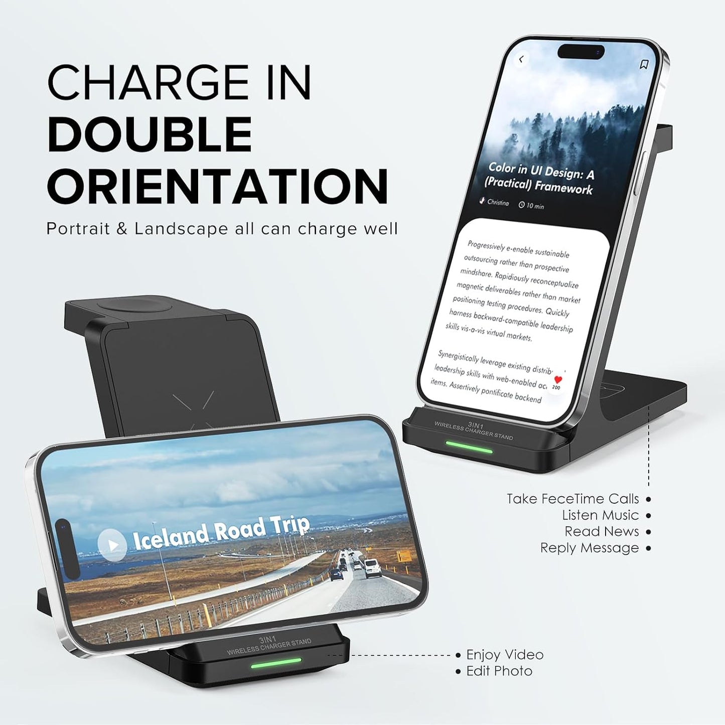 3 in 1 Fast Wireless Charging Station for Multiple Apple Devices | Wireless Charger Stand for Apple Watch Series 11-1/Ultra/SE, iPhone 17 16 15 14 13 12 11 Pro Max/Plus/Air/X/XS/XR/SE, Airpods