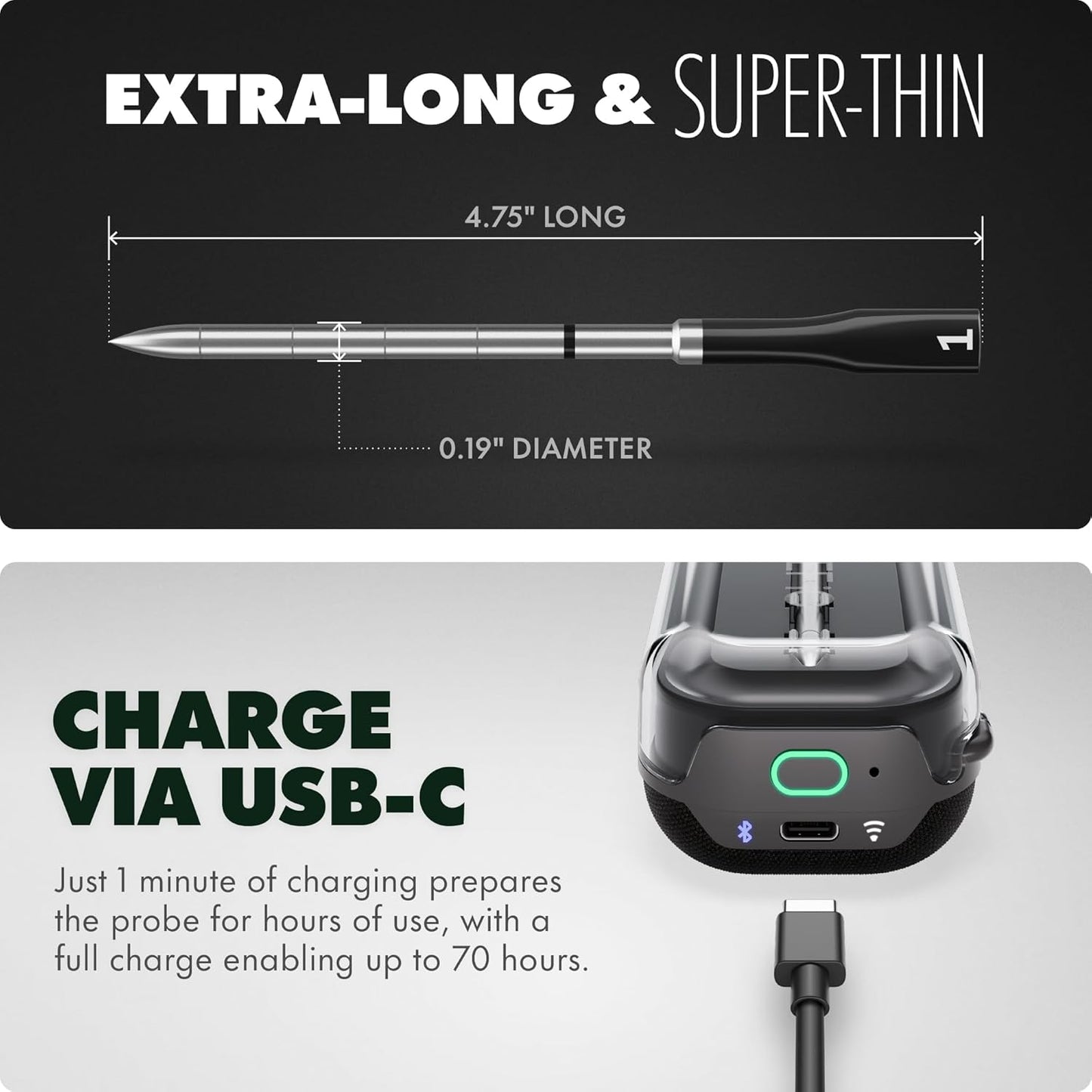 CHEF iQ Sense | Smart Wireless Meat Thermometer | Ultra-Thin Probe | WiFi Unlimited Range | 1000°F Heat Safe | 5 Sensors | BBQ, Grill, Oven, Smoker, Air Fryer | Gen3