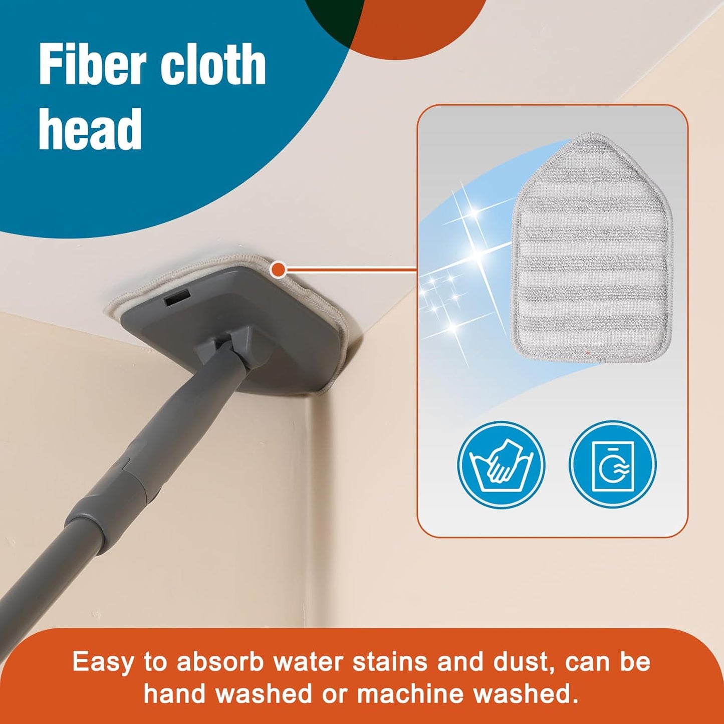CLEANHOME Tub Tile Scrubber Brush with 3 Different Function Cleaning Pads and 56" Extendable Long Handle-No Scratch for Cleaning Bathroom Kitchen Toilet Wall Sink,Orange