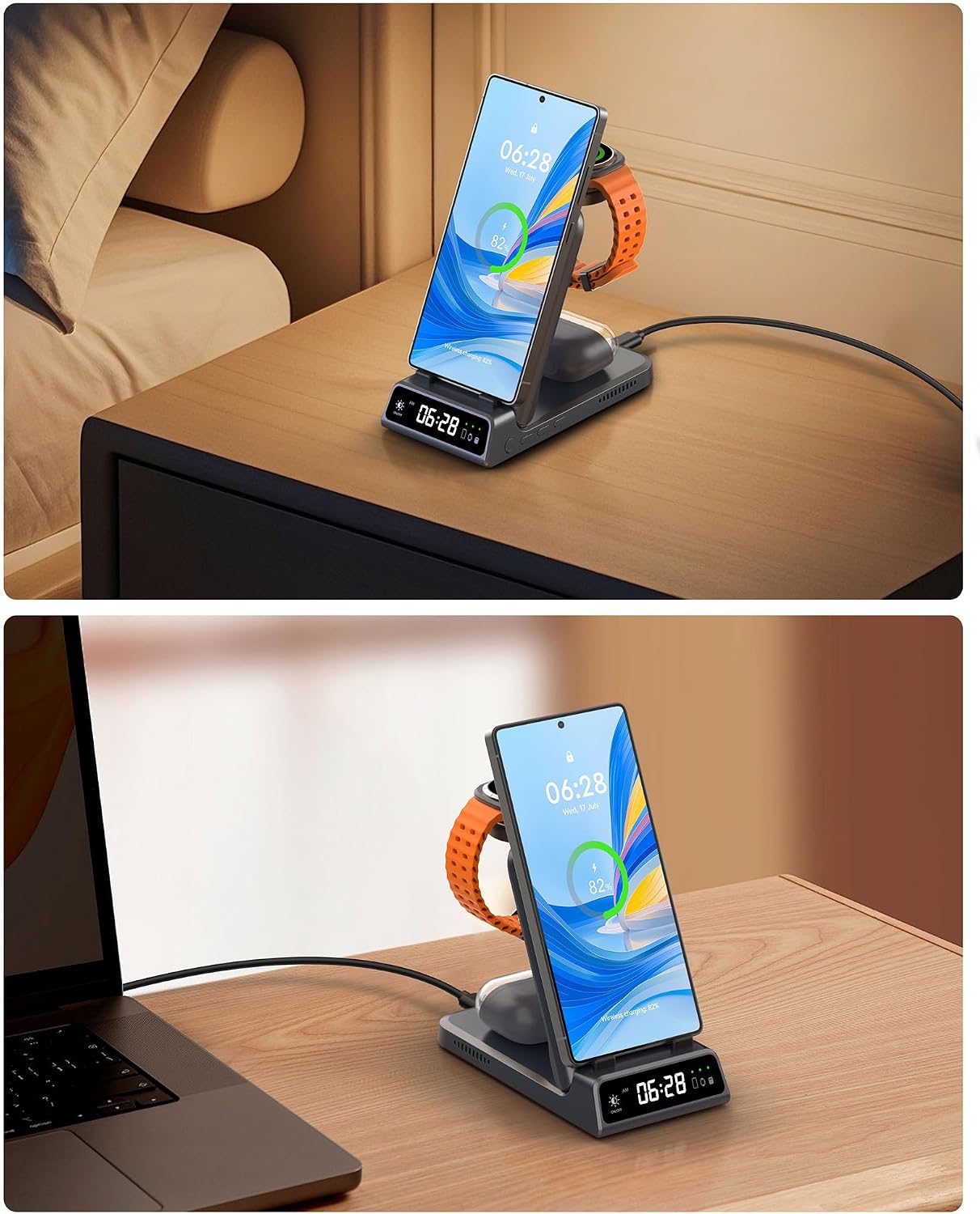 Charging Station for Samsung S26 Ultra, Wireless Charger for Galaxy S26/S25/S24/S23 Series, Galaxy Watch (Not for Watch 9/Ultra 2), Galaxy Buds 3 Pro/3, SwanScout 703S (No Adapter)