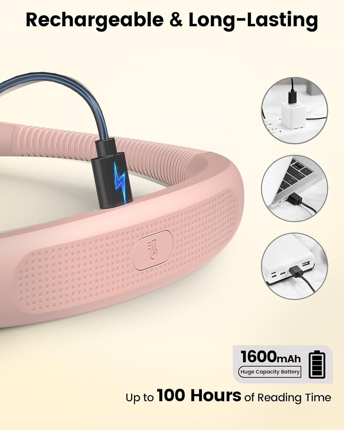Glocusent Bendable Neck Light, 100Hrs Long Lasting Rechargeable Book Light, 5 Colors & Stepless Dimming Reading Light - Perfect Book Lights for Reading at Night, Knitting, Book Lovers Gifts