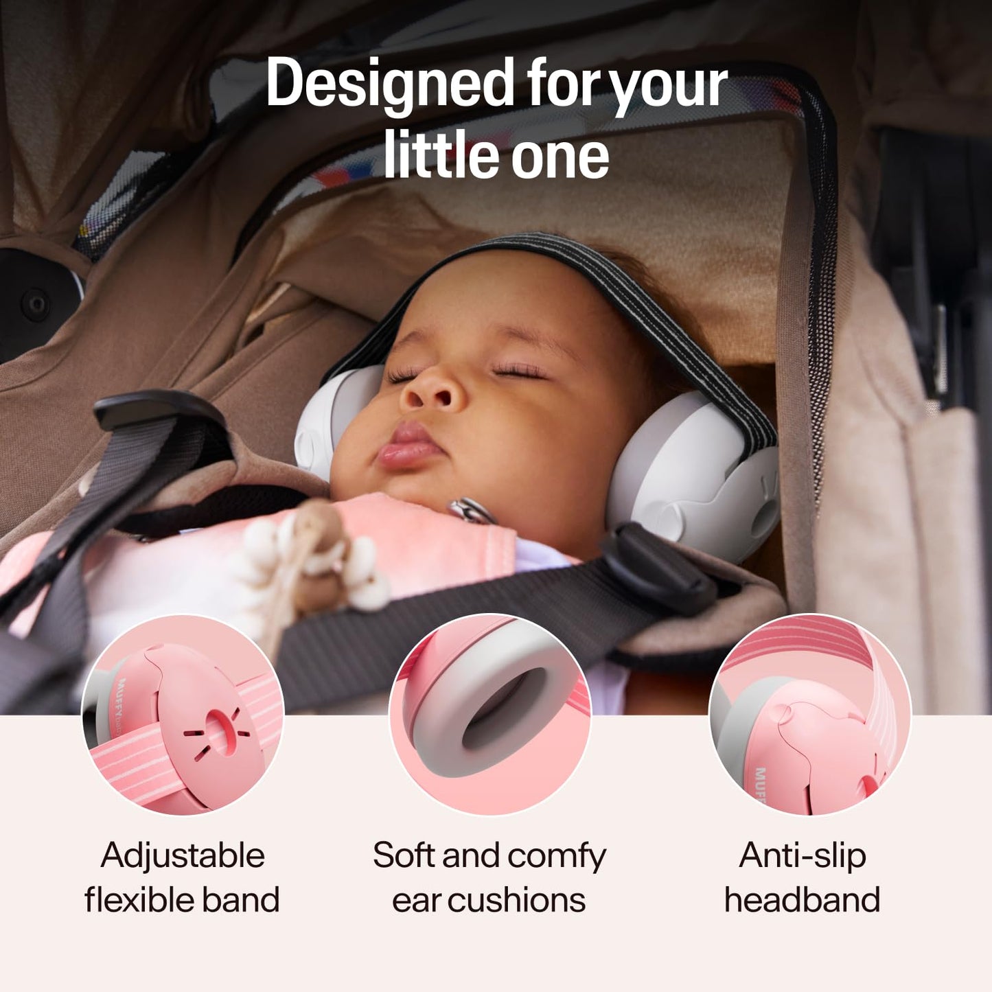 Alpine Muffy Baby Ear Protection for Babies and Toddlers up to 36 Months - CE & ANSI Certified - Noise Reduction Earmuffs - Comfortable Baby Headphones Against Hearing Damage & Improves Sleep - Blush