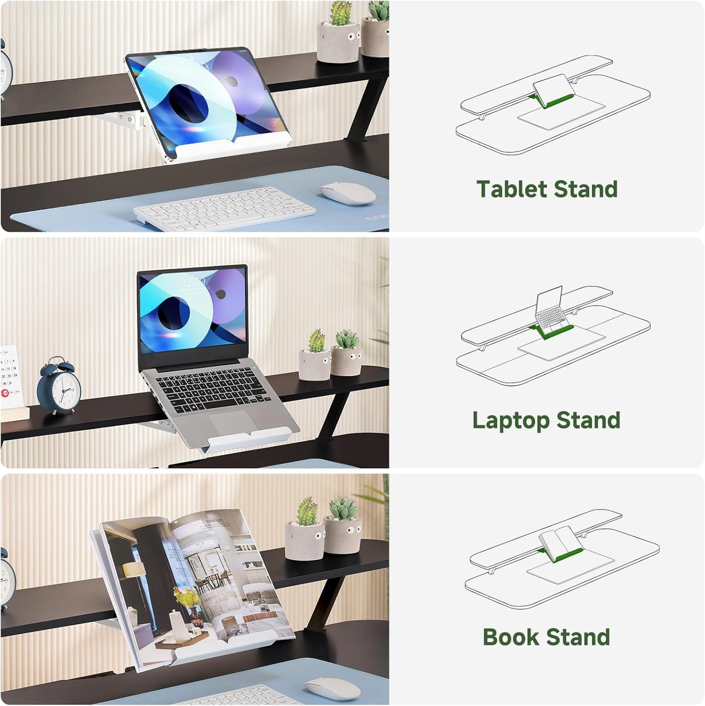 GTPLAYER Electric Standing Desk with Drawers, 48 x 24 Inches Height Adjustable Computer Desk with Monitor Stand, Laptop Stand, Sit Stand up Desk with Memory Preset for Home, Office, Black