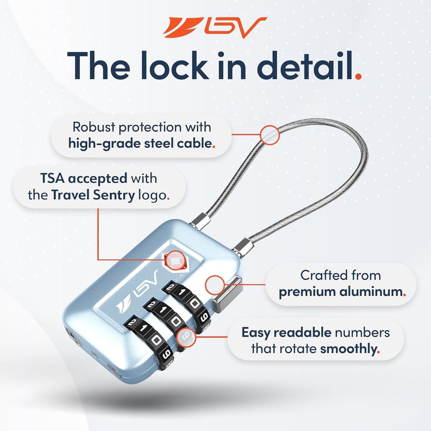 TSA Accepted Luggage Travel Lock, Set-Your-Own Combination Lock for School Gym Locker, Luggage Suitcase Baggage Locks, Filing Cabinets, Toolbox, Case Arctic Blue, 2 Pack (Limited Edition)