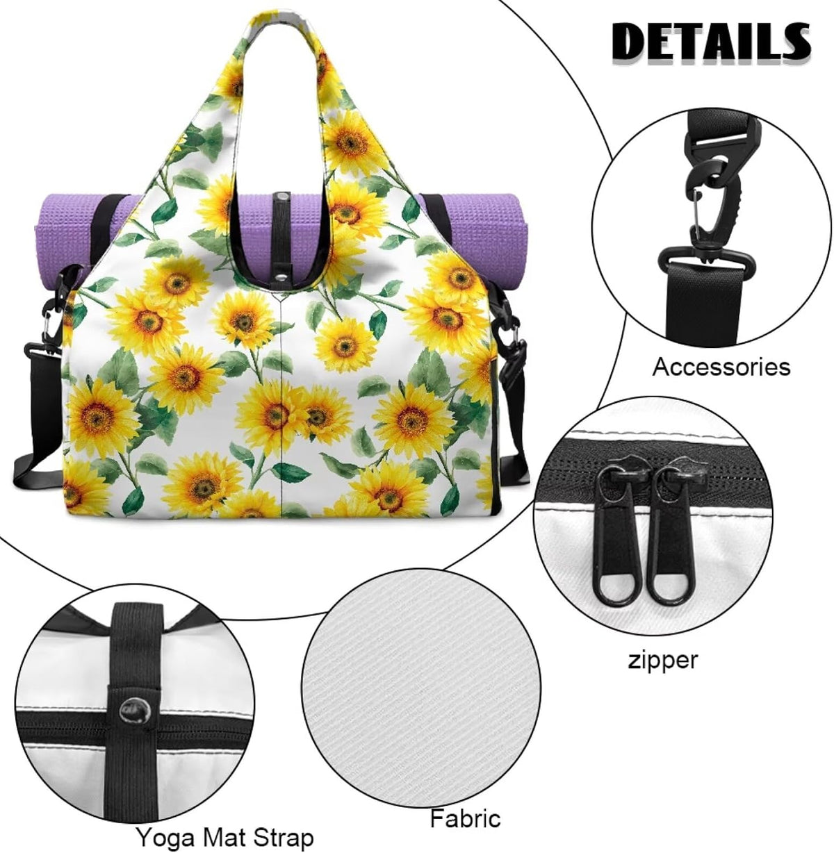 Yoga Mat Bag for Men Women Canvas Yoga Mat Carrier Take In Out Mat Easily for Beach Swim Bags Pool Sports Gym