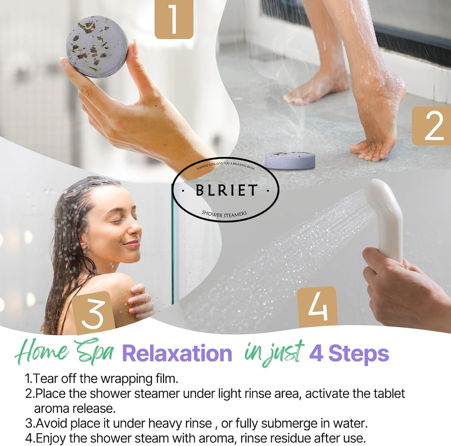 Shower Steamers Aromatherapy Blriet Gifts for Women, Teen Girls, Wife, Her, Mom, Father Days, Daughter, Grandma Basket Stuffers Birthday Gifts Decoration Travel Essentials Self Care Home Spa 8 Pack