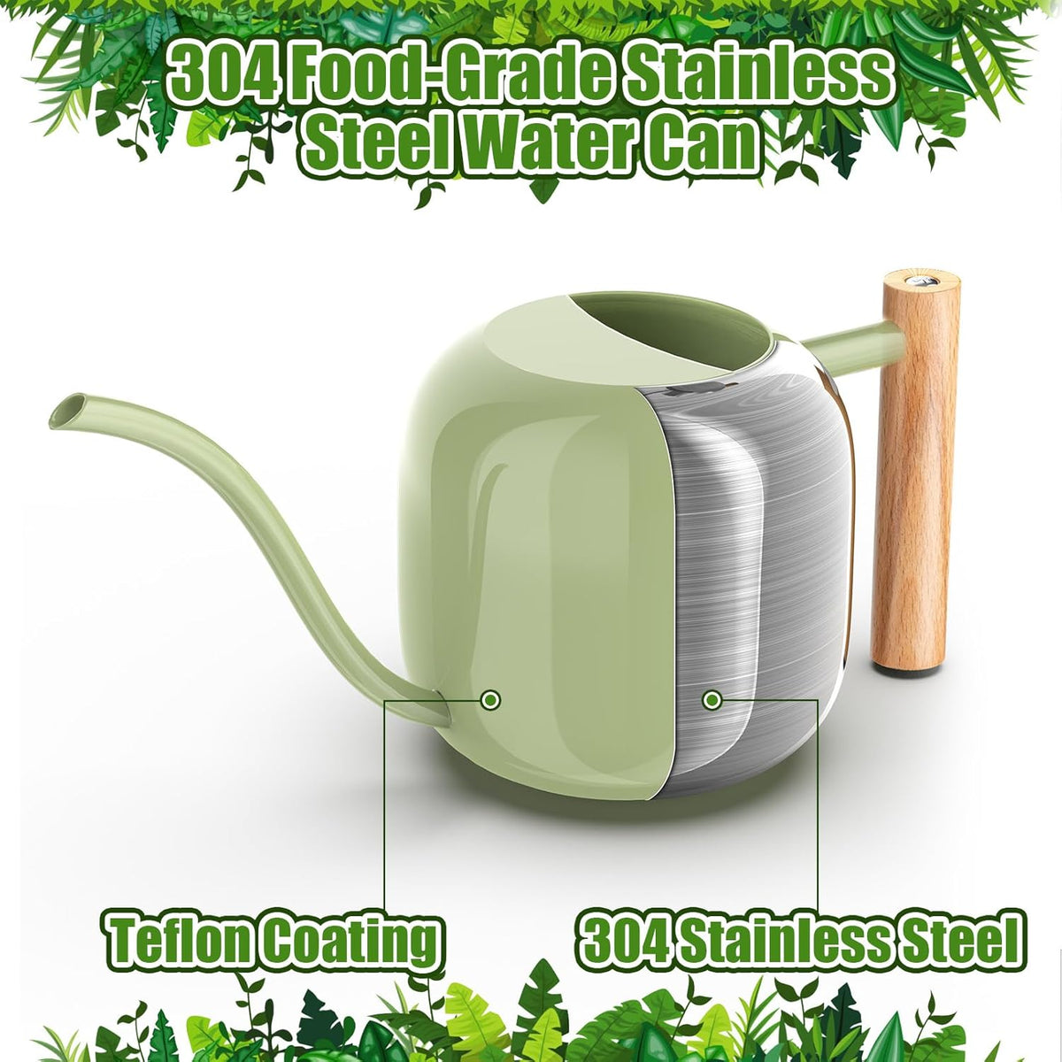 Green Moon 1.2L/41oz Metal Metal Watering Can with Long Spout, Sage Green