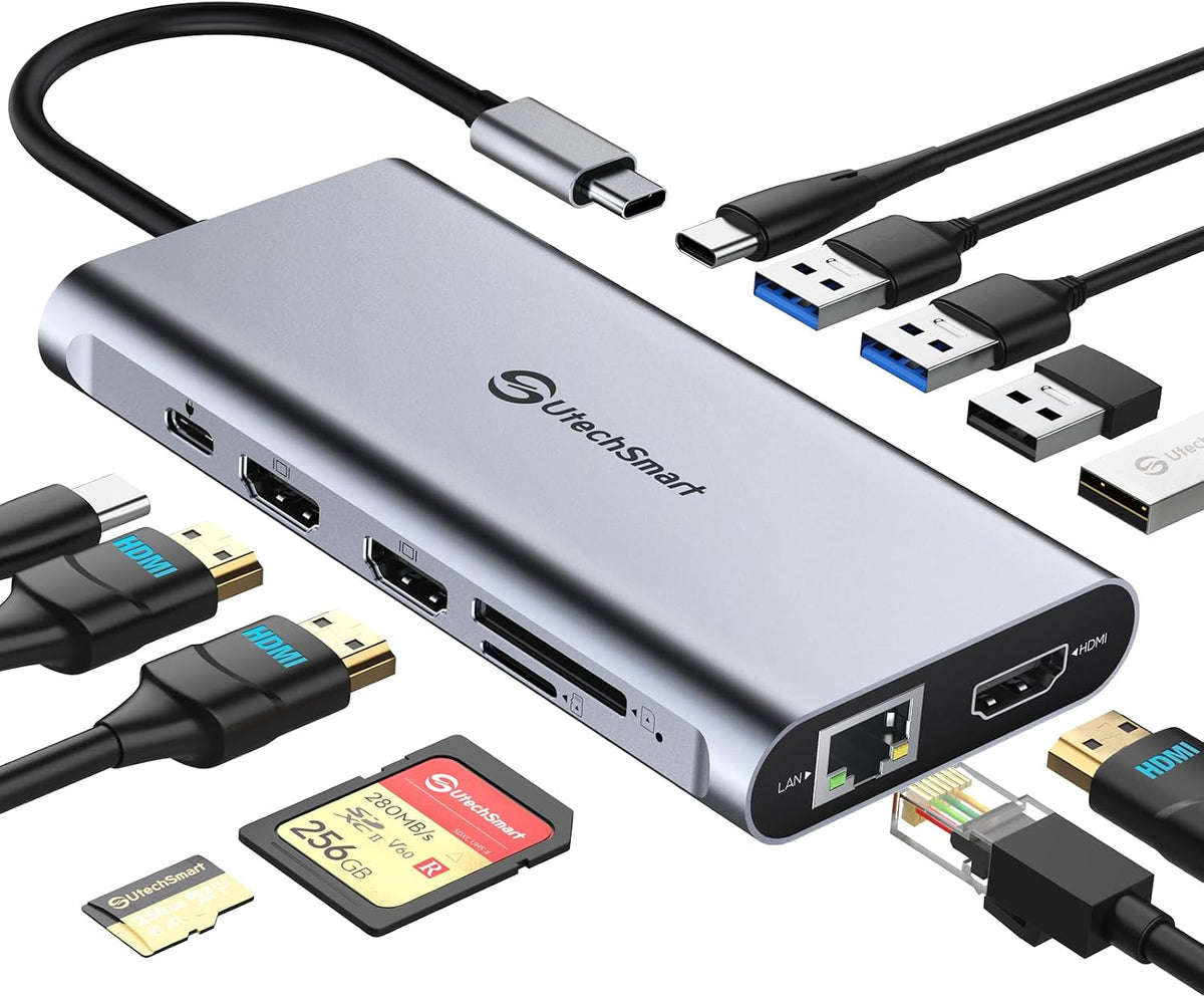 UtechSmart USB C Hub, 12 in 1 USB C Laptop Adapter