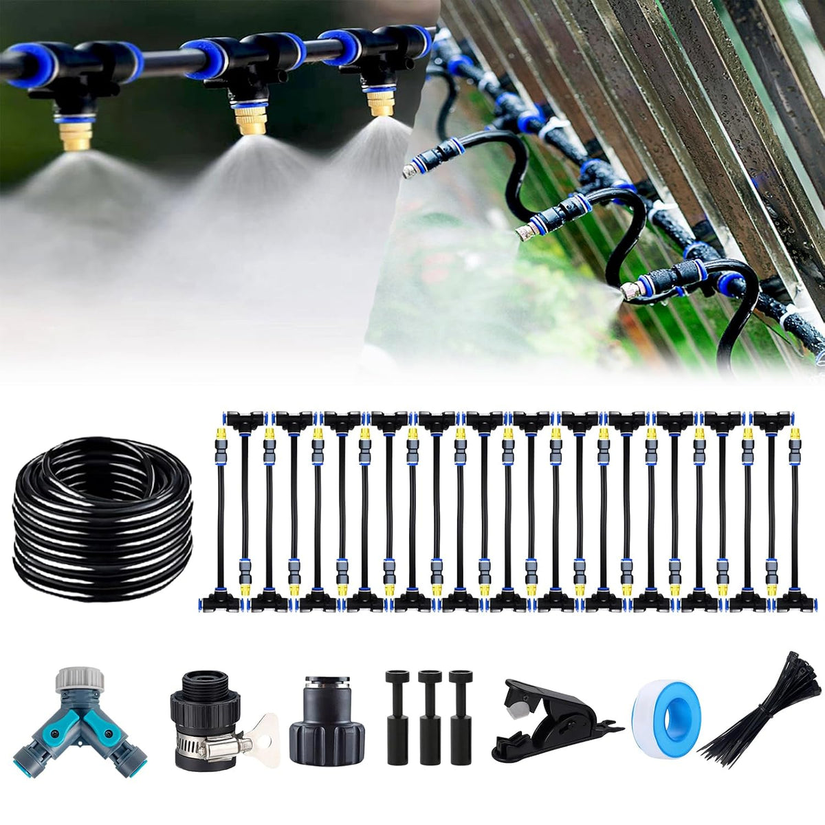 Update Drip Irrigation Kit, 82FT Automatic Watering System with 20 Replaceable 360° Bendable Sprayers, Atomizing Copper Nozzles for Garden, Plant, Lawn, Patio and Yard.(20)
