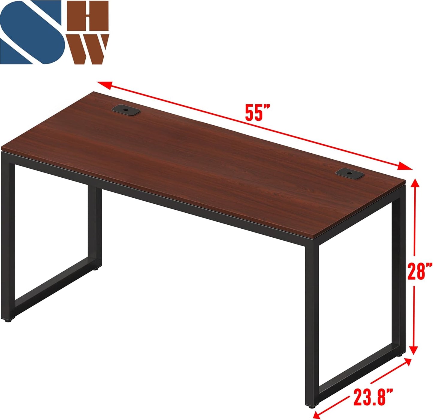 SHW 55-Inch Commercial-Grade Office Computer Desk, Cherry