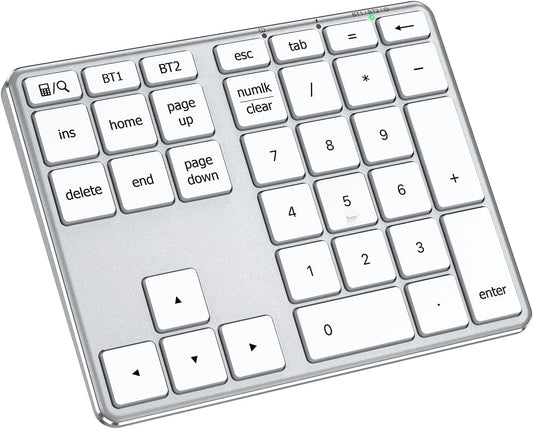 iClever Bluetooth Number Pad for Laptop, Aluminum Wireless Numeric Keypad