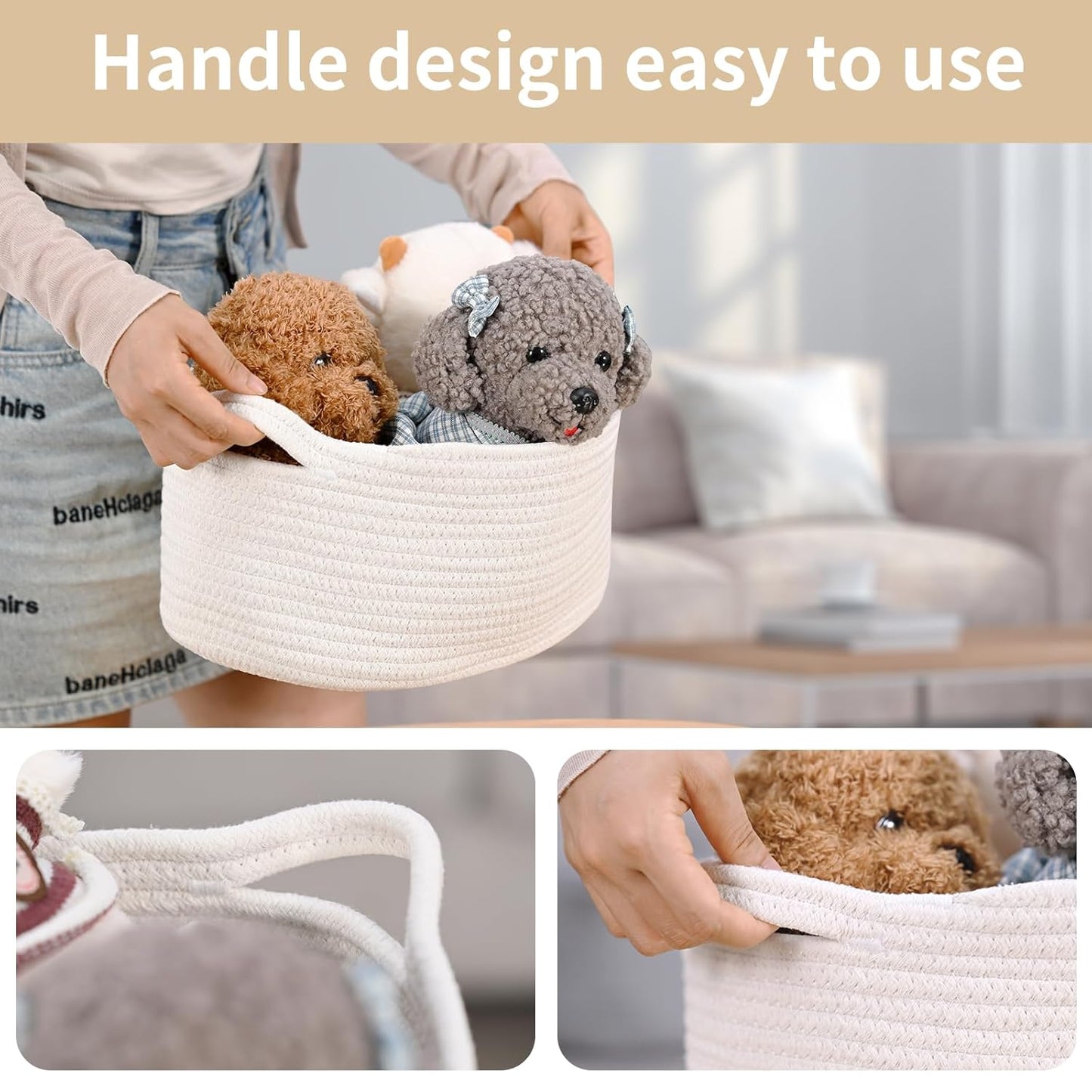 Happyiren Yellow Woven Storage Basket with Handle – Versatile DIY Gift Basket for Mother's Day, Baby Shower, Burr, Fundraisers – Decorative Organizer for Baby Toys, Pets & Home Storage