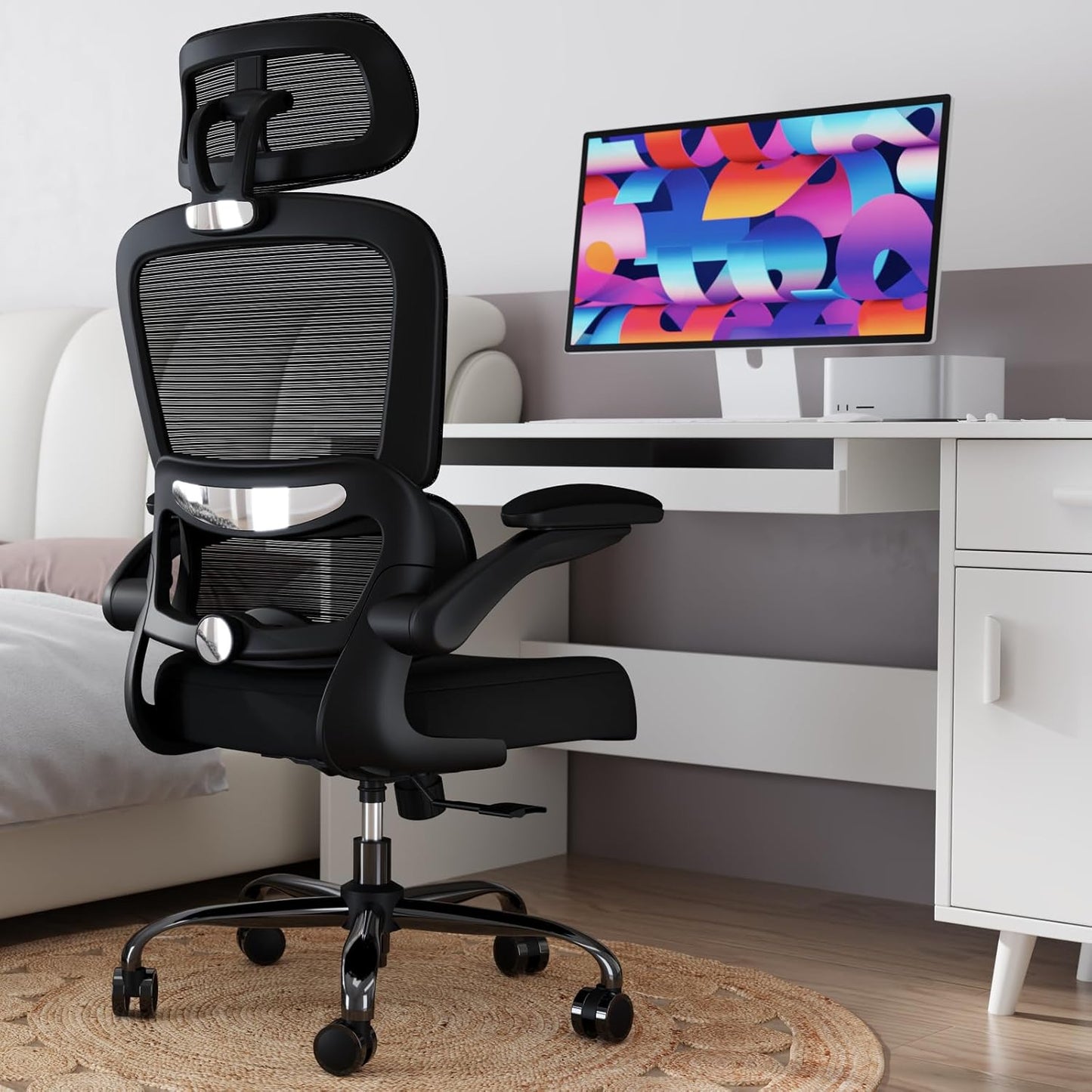 TRALT Office Chair Ergonomic Desk Chair, 330 LBS Home Mesh Office Desk Chairs with Wheels, Comfortable Gaming Chairs (Black)