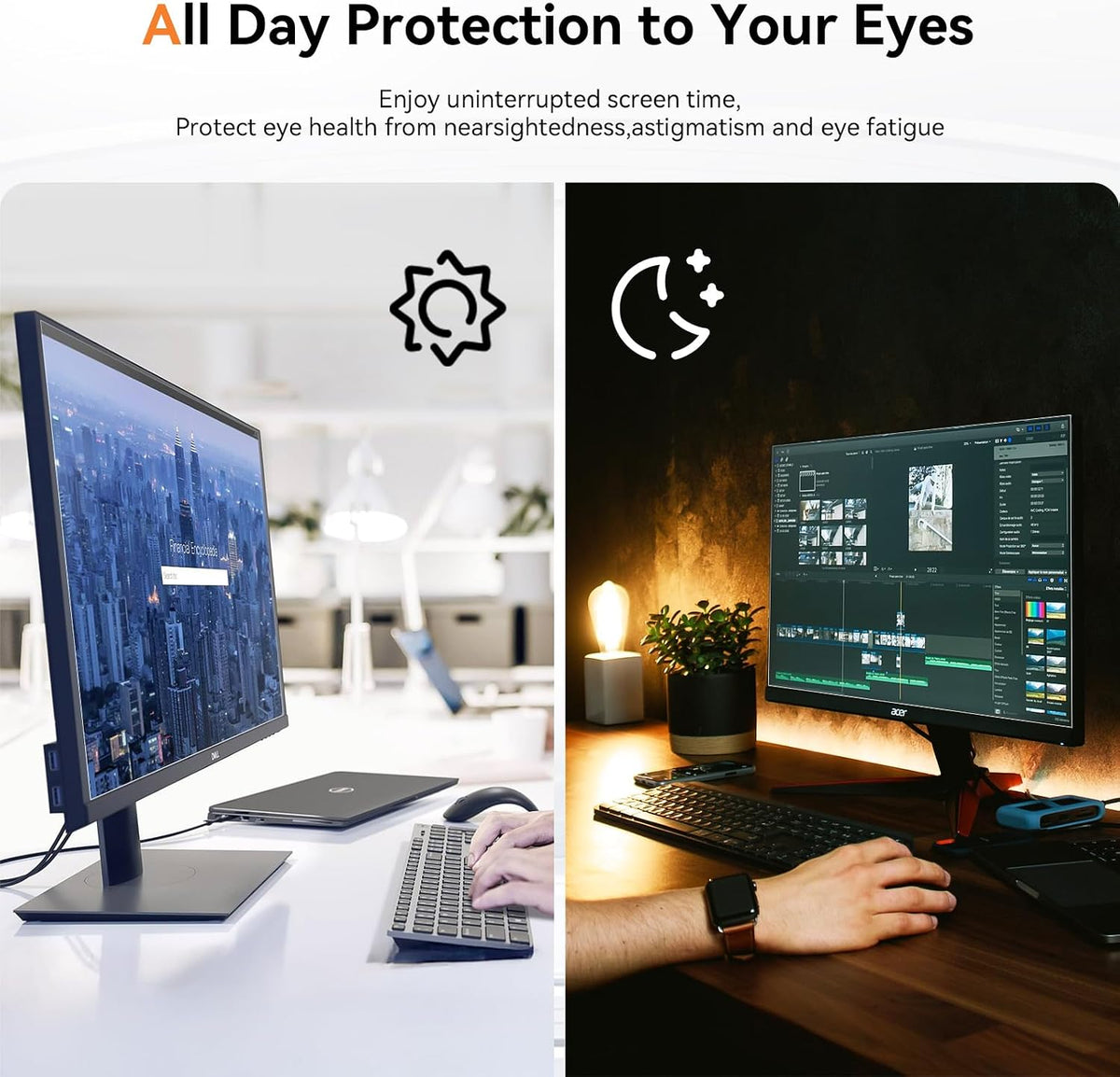 [2-Pack] 34 Inch Computer Blue Light Blocking Screen Protector for 21:9 Widescreen Curved Monitor, Anti Glare Anti-UV Eye Protection Desktop PC LED Monitor Filter, Removable Anti-Scratch Film 34in