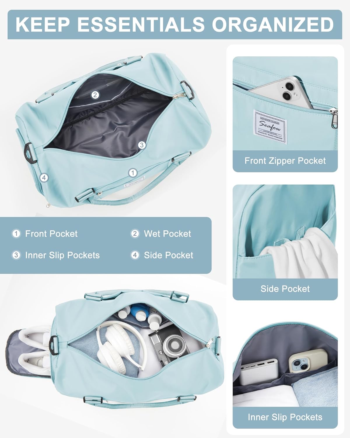 Gym Bags Womens Mens with Shoes Compartment and Wet Pocket Travel Duffel Bag for Women for Plane Sport Gym Tote Bags Swimming YogaSmall Waterproof Weekend Overnight Bag Carry on Bag Hospital Holdalls