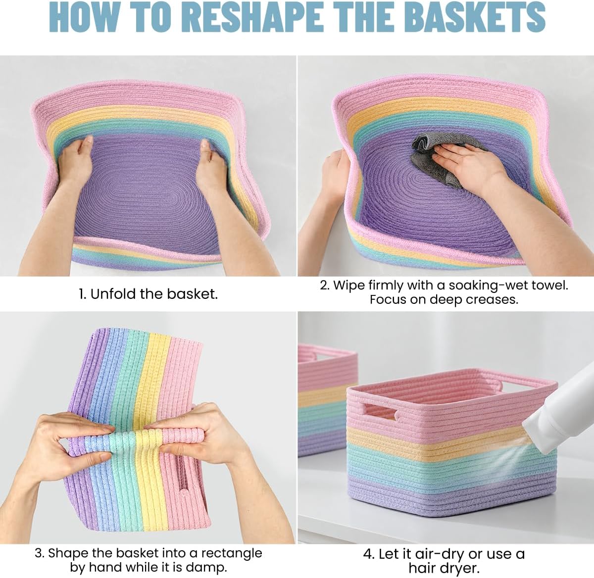 5 Pack Woven Storage Baskets, Decorative Storage Bins for Organizing