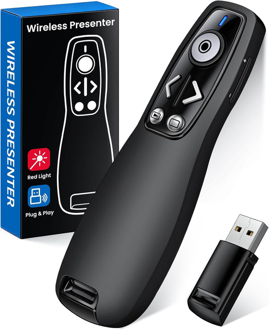 Presentation Clicker Wireless Presenter Remote for PowerPoint, RF 2.4GHz USB Powerpoint Clicker with Hyperlink & Volume Control PowerPoint Slide Advancer for Mac, Computer, Laptop
