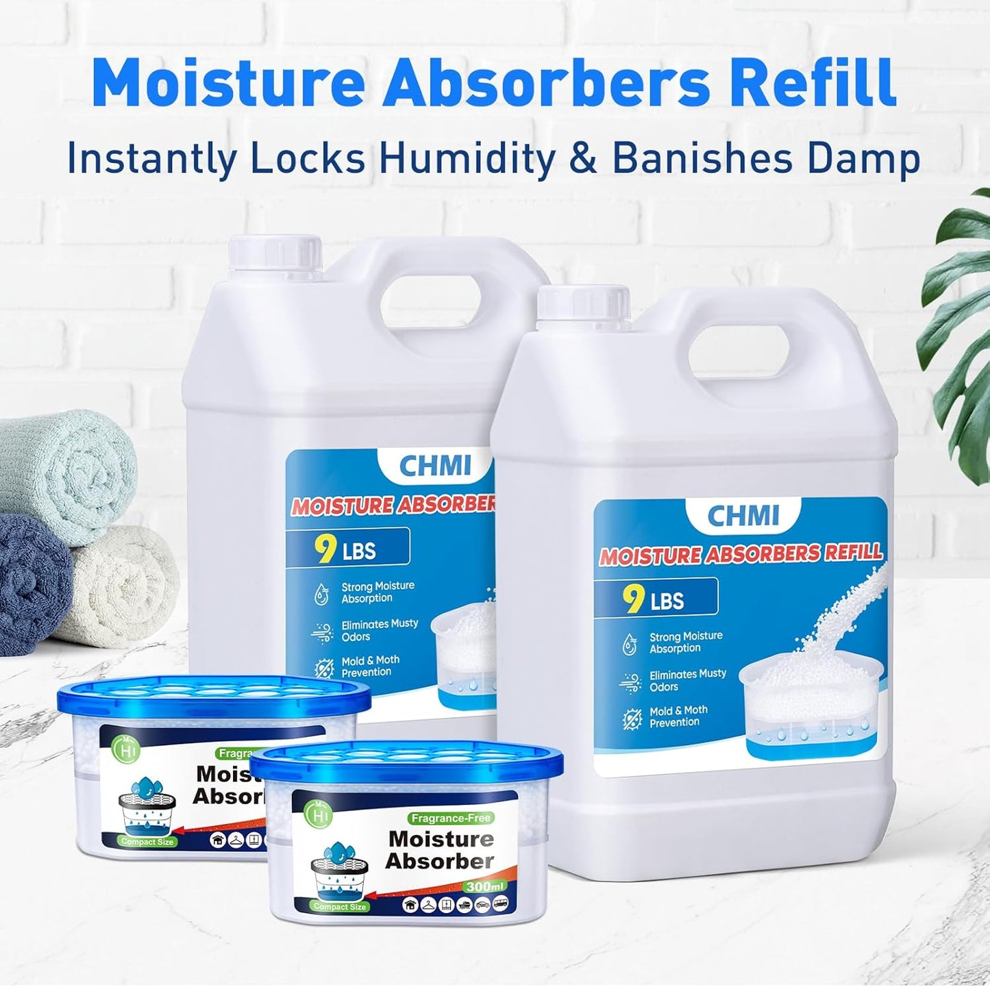 CHMI Moisture Absorber Refill Beads (18 LBS) – Universal Calcium Chloride Refills for Dehumidifier Buckets – High-Capacity Odor Eliminator for Basements, Closets, RVs & Laundry Rooms – Fragrance Free.