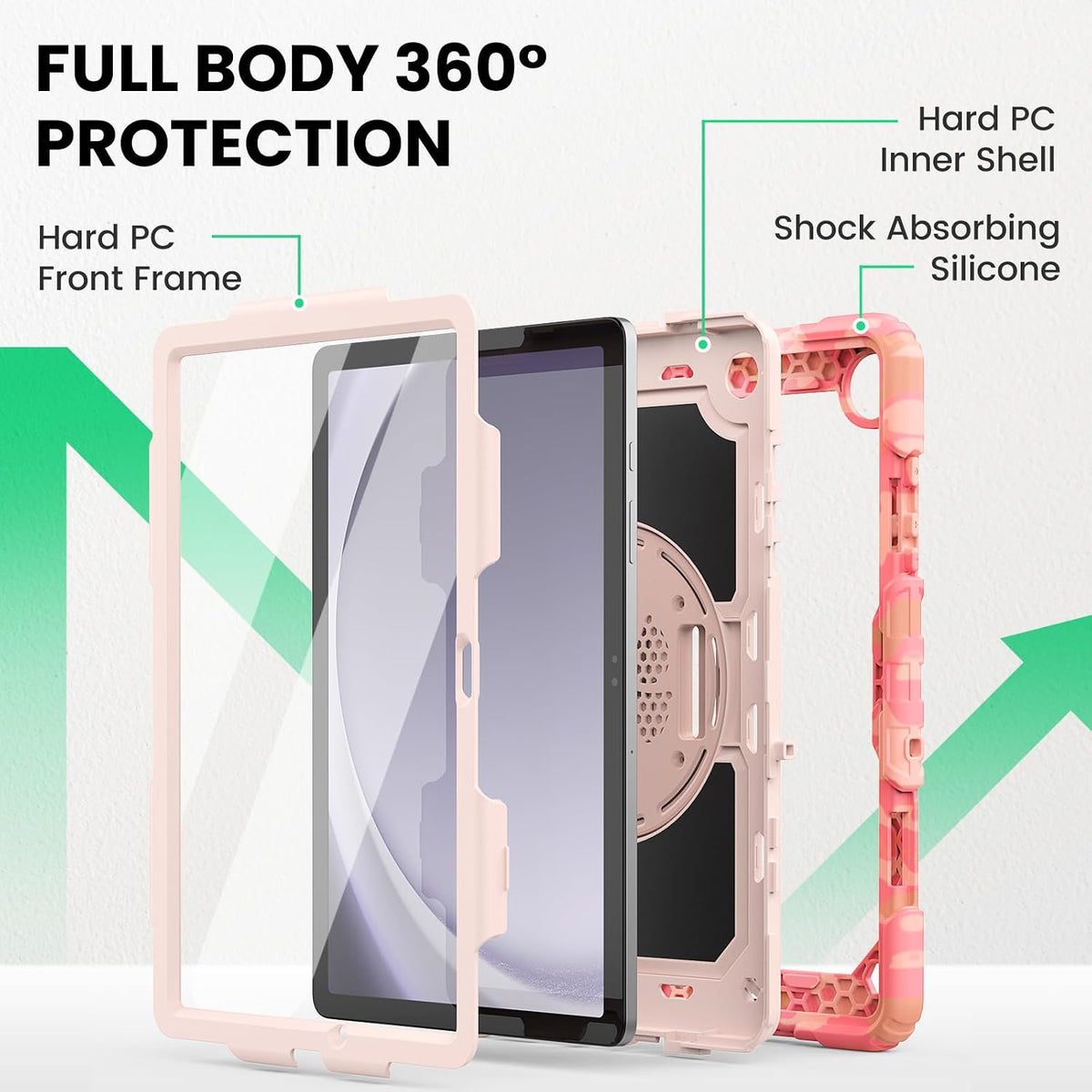 SEYMAC Case for Samsung Galaxy Tab A11+/A9+ Plus 11", Multicolor/Pink