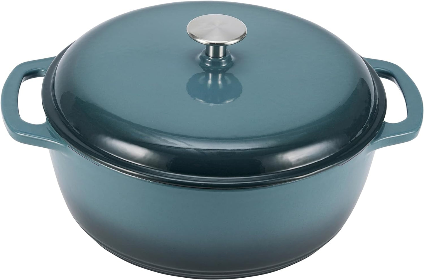 Amazon Basics Enameled Cast Iron Dutch Oven Pot with Lid, Oven Safe, Heavy-Duty, Dual Handles for Braising, Stews, Roasting, Round, 6-Quart, Gray