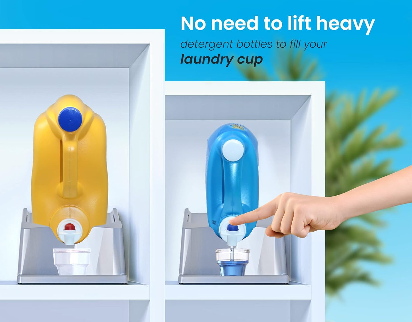 TidyFriend Liquid Laundry Detergent Holder Stand with Drip Tray & Rubber Grip Feet, Stand for Laundry Room Organization and Storage, Fabric Softener Dispenser with Cup Holder for Easy Pouring (Grey)