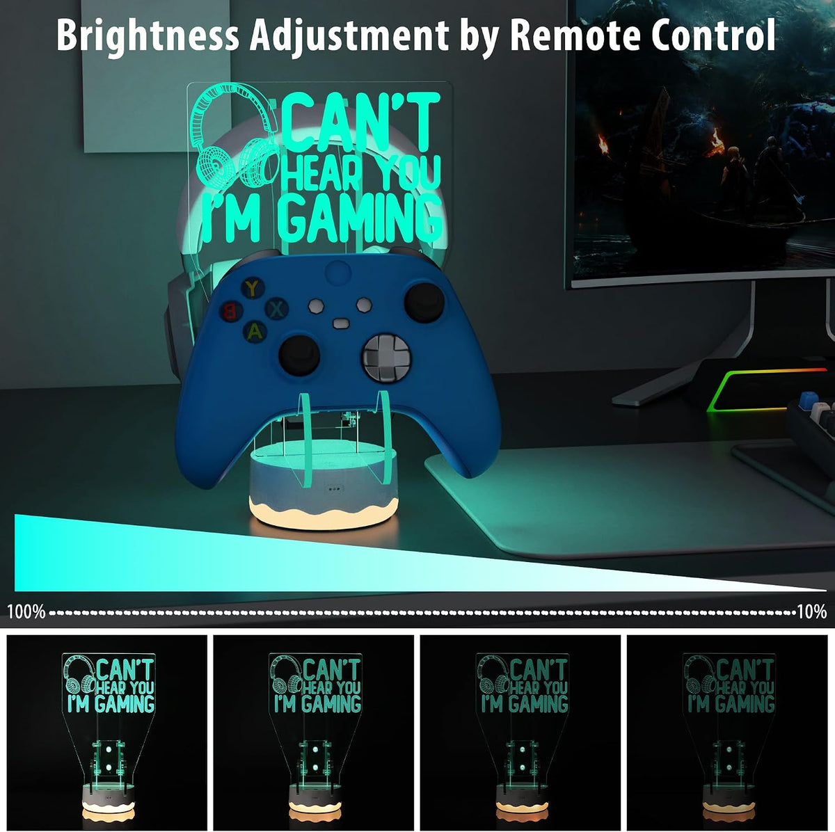 CoolGift Mart Light Up Headset and Controller Stand, 16 Colors 3D LED Lights Gamepad Headphone Holder with Remote Control, Game Controller Hanger for All Universal Gaming PC Accessories