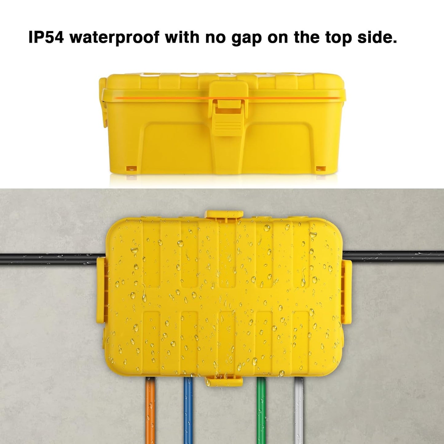 Flemoon Large Outdoor Electrical Box Waterproof, for Outdoor Plug | 12.5x8.5x5inch, IP54 Extension Cord Cover Weatherproof, Protect Outlet, Socket, Power Strip, Holiday Light Decoration, Yellow