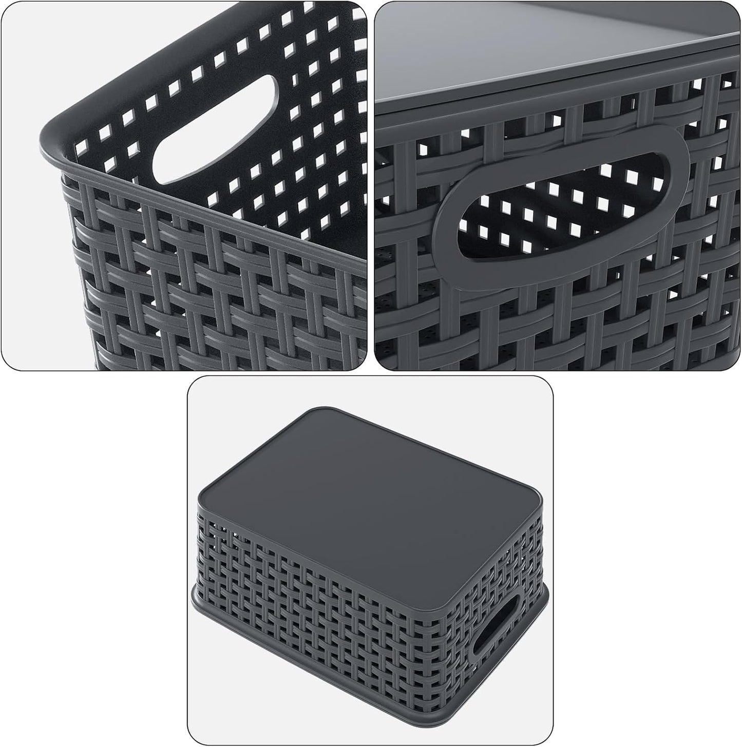 Xyskin Plastic Storage Baskets with Lids, Set of 6 Small Basket Bin