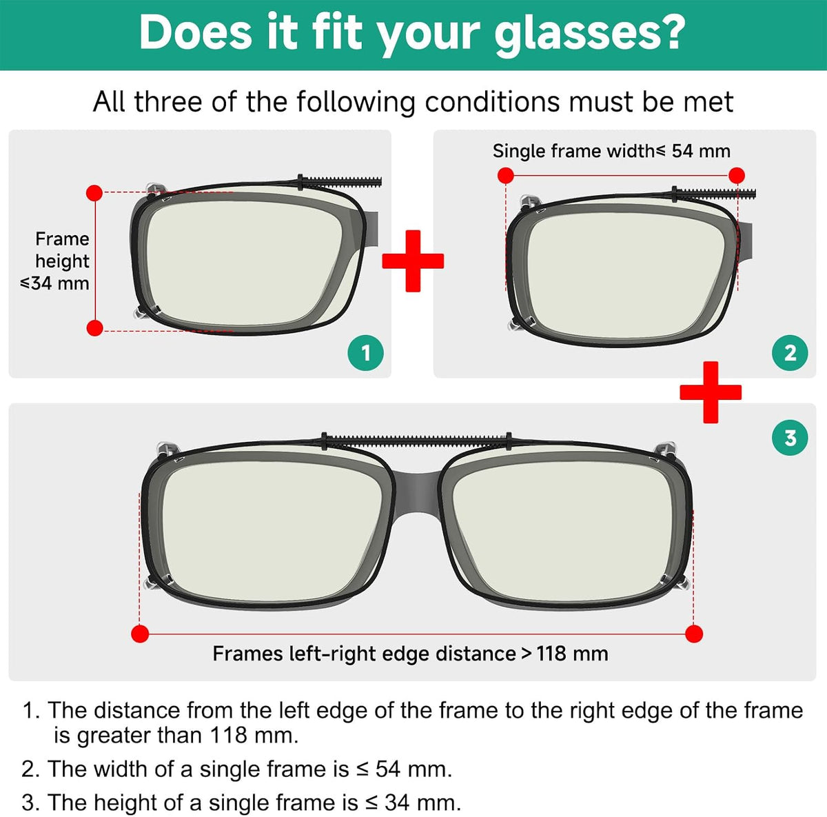 Eyekepper Clip on Sunglasses Over Eyeglasses for Men, 54 * 34MM