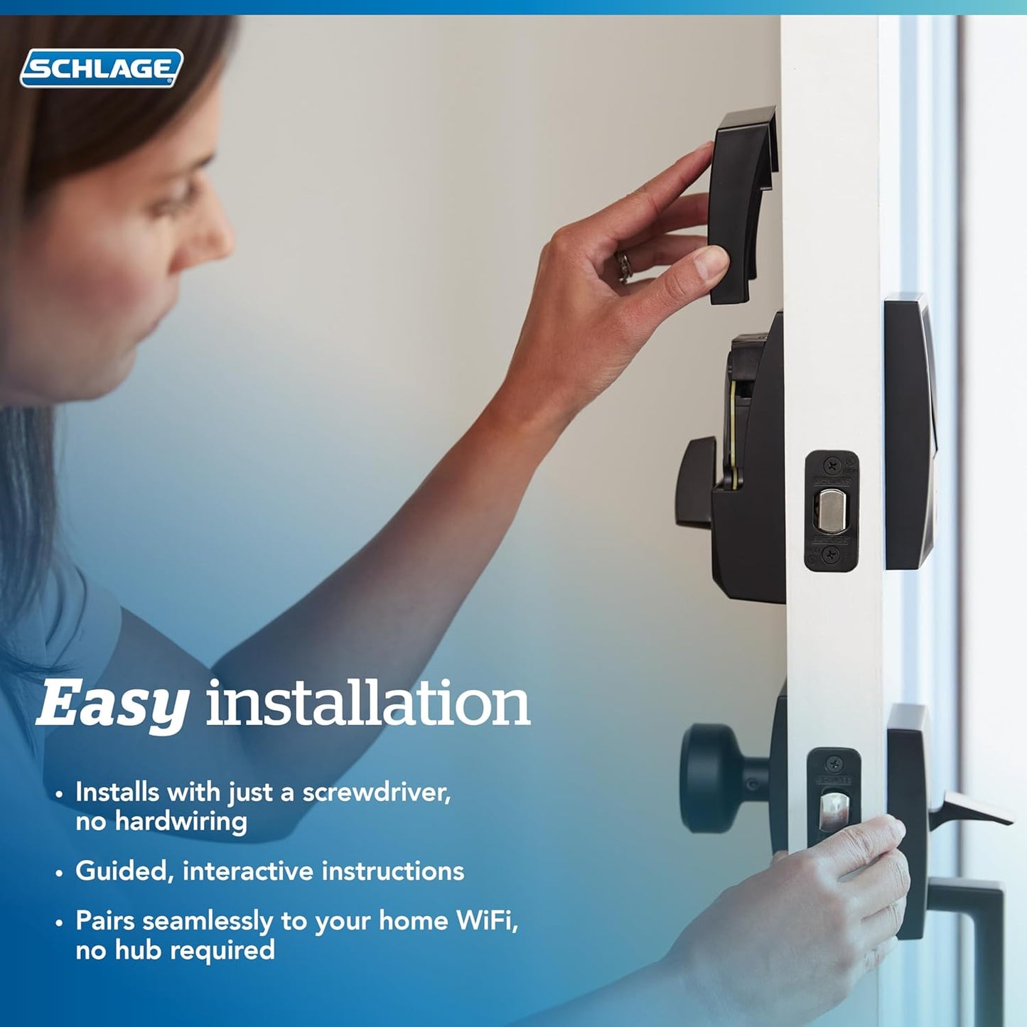 Schlage Encode Smart Wi-Fi Deadbolt Lock with Touchscreen Keypad, Keyless Front Door Entry, App Control, Alexa, Google Home and Airbnb Compatible, Satin Nickel, BE489WB CAM 619