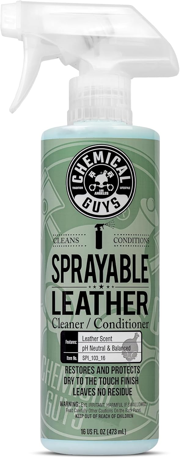 Chemical Guys Sprayable Leather Cleaner and Conditioner in One - Cleans, Conditions, and Protects Leather, Vinyl, Faux & More, Safe for Cars, Furniture & Apparel - 16 oz