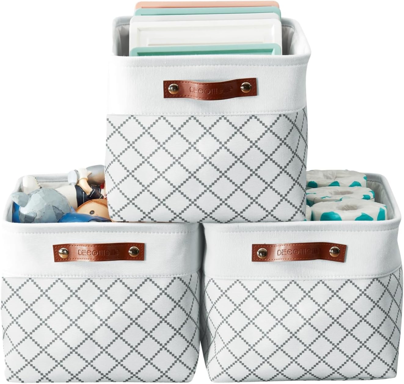 DECOMOMO Storage Bins, Large Fabric Storage Baskets for Shelves 3 Pack
