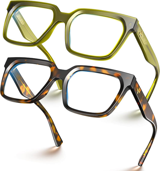 VISOONE Chunky Rectangle Oversized Blue Light Blocking Computer Glasses
