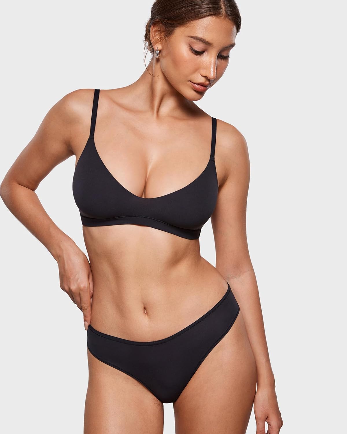 INLYRIC Women's Inbarely Soft Scoop Bralettes No Padding Cami Bras Unlined No Underwire Comfort Sleep Bralette Pullover