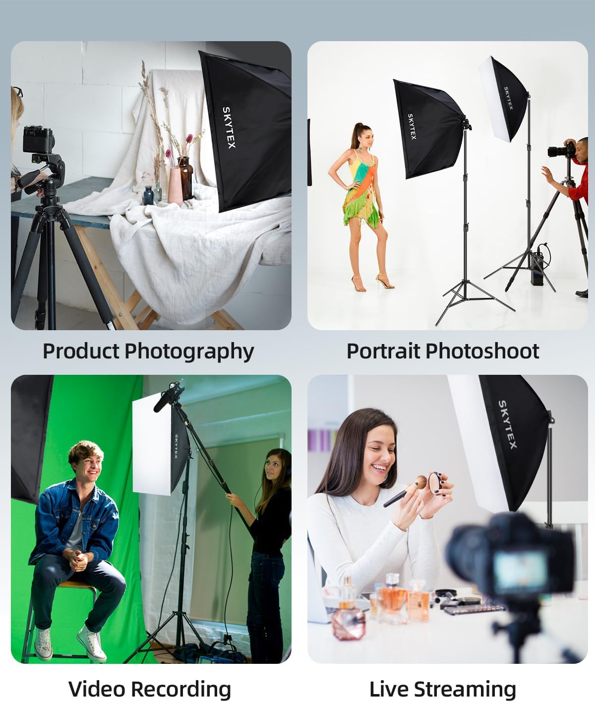 Skytex Softbox Lighting Kit 2Pack 20x28in Soft Box | 85W 2700-6400K E27 LED Bulb Continuous Photography Lighting, Photo Studio Lights Equipment for Camera Shooting, Video Recording