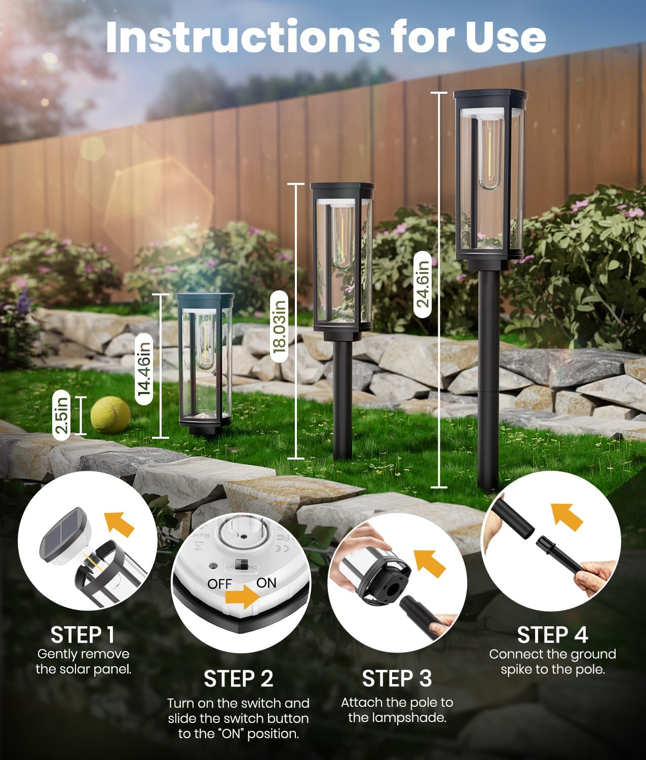 ALFIOT Solar Pathway Lights Outdoor Warm White 8-Pack Waterproof IP65, Auto On/Off Solar Powered Walkway Lighting for Driveway Yard Garden, Upgraded Landscape Lights Outside