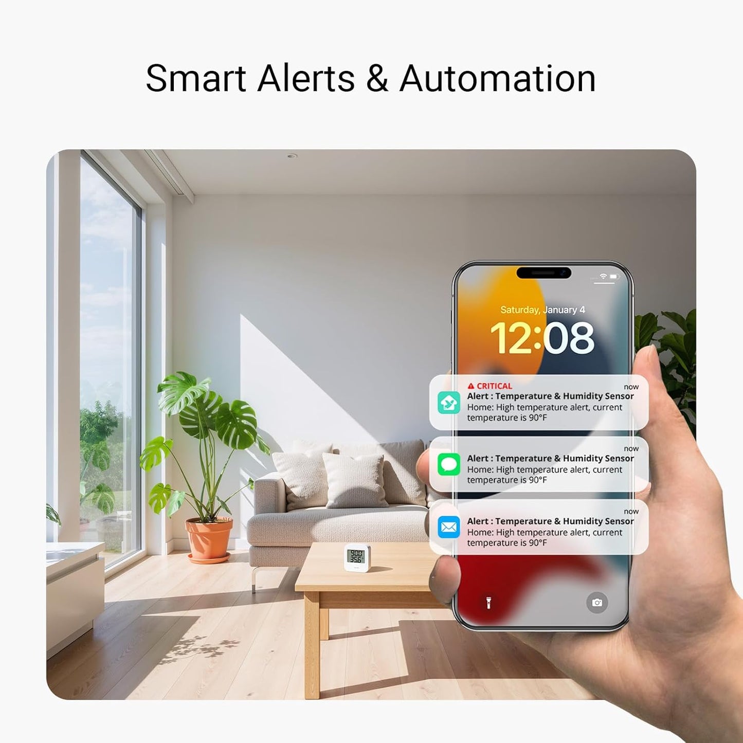 YoLink Smart Temp & Humidity Sensor, LoRa Long Range, 2 Year Battery, Indoor Monitoring for Wine Cellar, Bedroom, Nursery, Greenhouse, RV, with App, Email & SMS Alerts, Alexa IFTTT, 2 Pack + Hub
