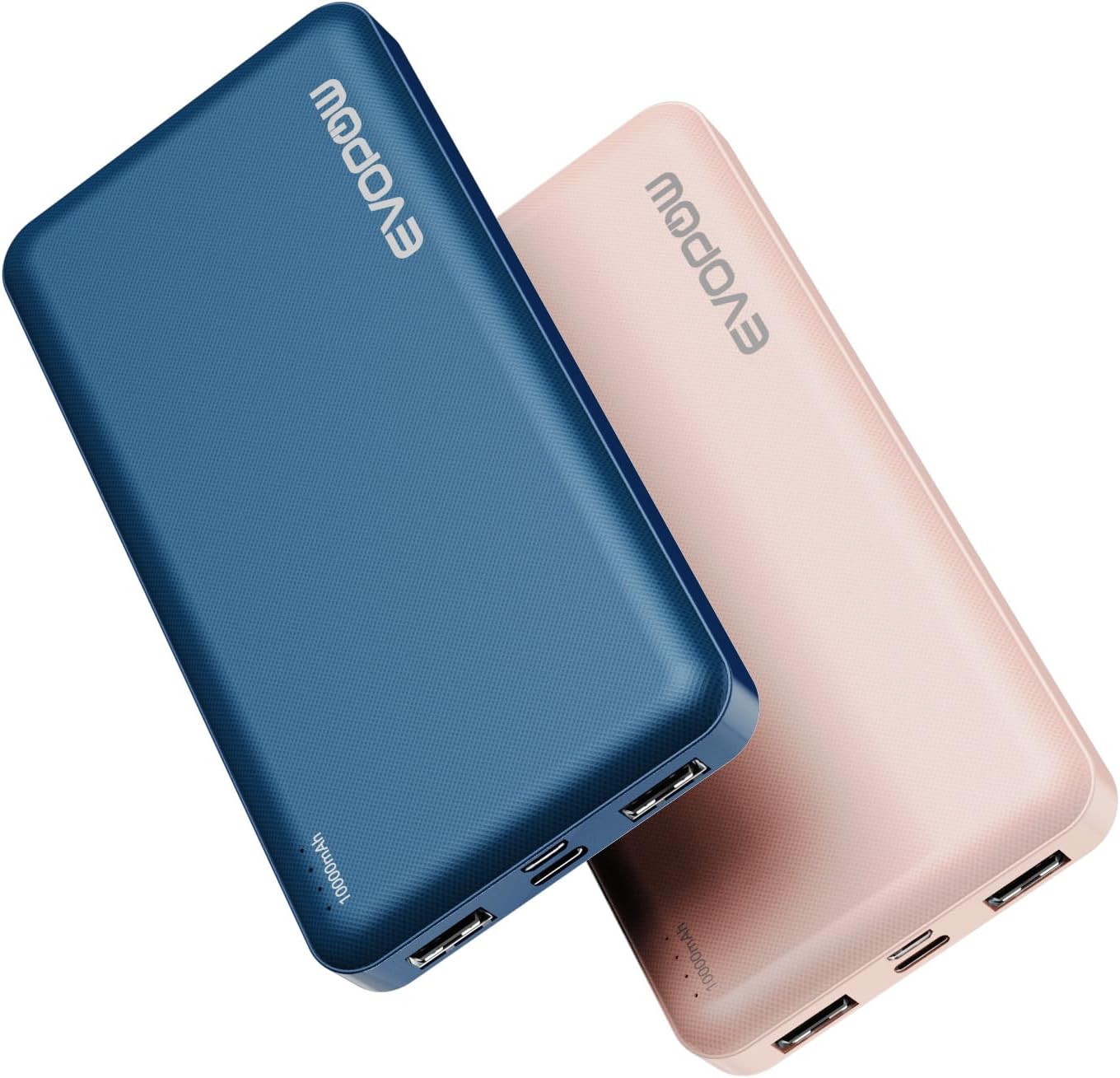 2-Pack Portable Charger, Slimmer 10000mAh Power Bank, USB C in&Out Fast Charging Battery Pack, External Portable Power Bank for iPhone Tablet Samsung Pixel Headphones etc (Blue&Green)